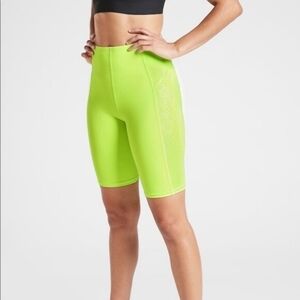 Athleta 9" Stay Fly Neon Green Shorts
